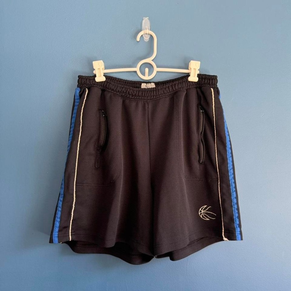 Y2K Basketball Shorts Men's Size Medium Athletic‎ Works Black Mesh Snap Sides